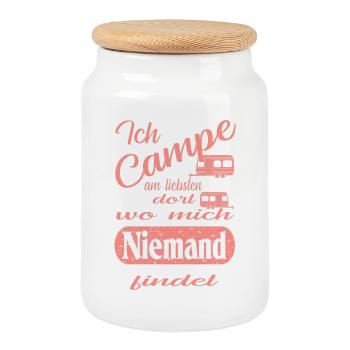 camp - Boîte à biscuits avec couvercle en bois - blanc - Devant