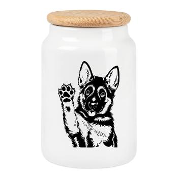 Chien de berger - Boîte à biscuits avec couvercle en bois - blanc - Devant