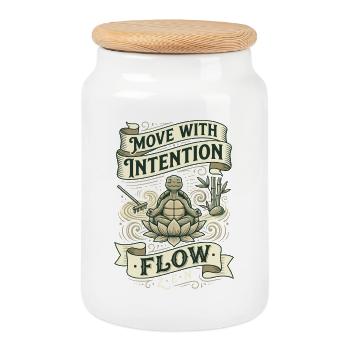 Bewegung mit Absicht: Zen Flow - Keksdose mit Holzdeckel - Weiß - Vorne