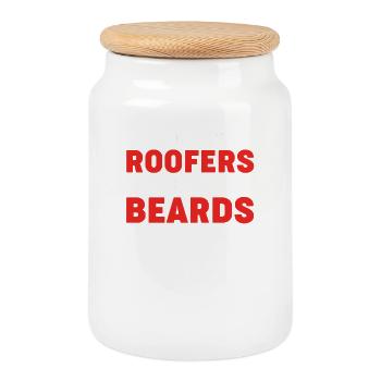 Roofer Craftsman Profession Saying - Cookie Jar with Wooden Lid - white - Front