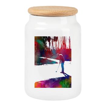 Joueur de golf #golf - Boîte à biscuits avec couvercle en bois - blanc - Devant