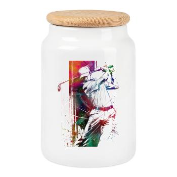 Joueur de golf #golf - Boîte à biscuits avec couvercle en bois - blanc - Devant