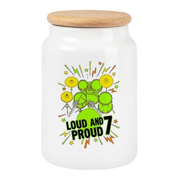 Loud And Proud 7 Drums - Boîte à biscuits avec couvercle en bois - blanc - Devant