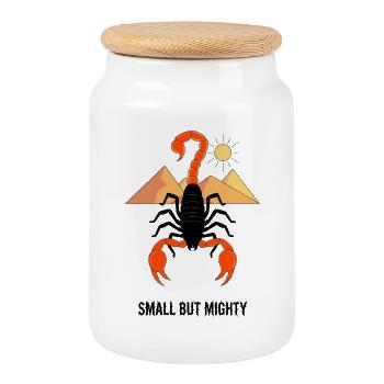 Small But Mighty Scorpio - Cookie Jar with Wooden Lid - white - Front