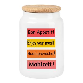 Guten_Appetit - Keksdose mit Holzdeckel - Weiß - Vorne