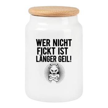 Geiler Teufel Grafik - Keksdose mit Holzdeckel - Weiß - Vorne