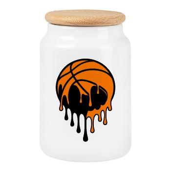 Design artistique de rue du basketball dégoulinant - Boîte à biscuits avec couvercle en bois - blanc - Devant