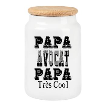 Papa Avocat Papa Très Cool - Boîte à biscuits avec couvercle en bois - blanc - Devant