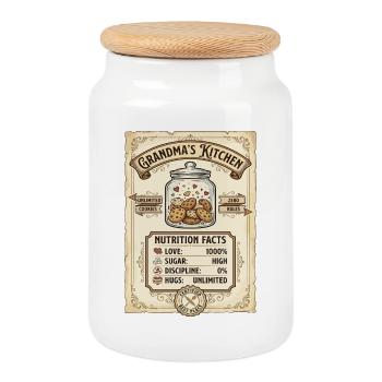 Faits nutritionnels de la cuisine de grand-mère - Boîte à biscuits avec couvercle en bois - blanc - Devant