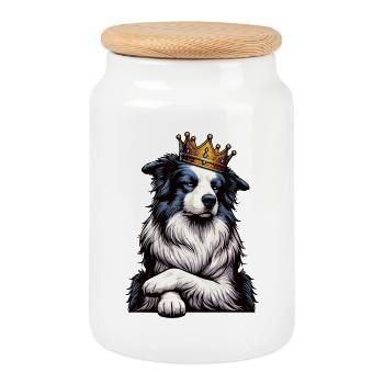 Border Collie Propriétaire Collie Amant de Collie - Boîte à biscuits avec couvercle en bois - blanc - Devant