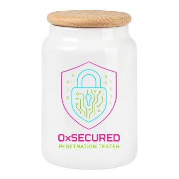 Shield 0xSecure Cyber Penetration Tester - Cookie Jar with Wooden Lid - white - Front