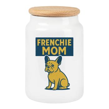 Frenchie Mom Bulldog Tee - Keksdose mit Holzdeckel - Weiß - Vorne