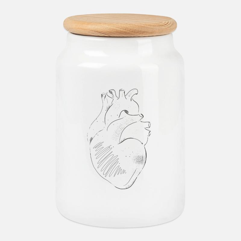 Anatomie Herz - Keksdose mit Holzdeckel - Weiß
