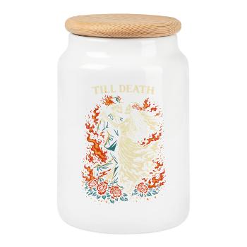 Till Death – Dark Valentine Skeleton Dance - Cookie Jar with Wooden Lid - white - Front