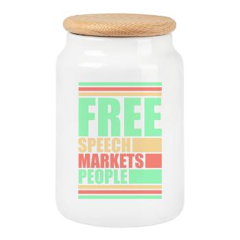 Marché de la liberté d’expression Peuple Libertarian Freedom Logo - Boîte à biscuits avec couvercle en bois - blanc - Devant