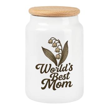 Das Weltbeste Mama-Lily-Design - Keksdose mit Holzdeckel - Weiß - Vorne