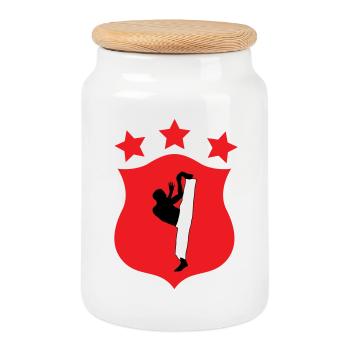 Capoeira - Combat - Danse - Boîte à biscuits avec couvercle en bois - blanc - Devant