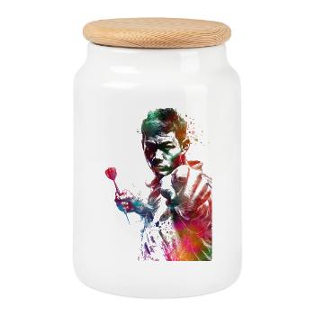 Dart Player Sports Art #darts #sport - Cookie Jar with Wooden Lid - white - Front