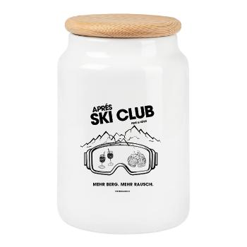 Pistenrausch Aprés Ski Club - Boîte à biscuits avec couvercle en bois - blanc - Devant