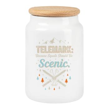 Telemark Ski Funny Squats Scenic Retro Vintage - Keksdose mit Holzdeckel - Weiß - Vorne