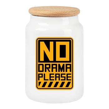 No Drama Please Ruhe Entspannung Relax Chill Spaß - Keksdose mit Holzdeckel - Weiß - Vorne
