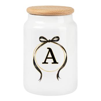 A - Boucle circulaire Or noir - Boîte à biscuits avec couvercle en bois - blanc - Devant