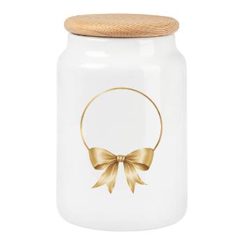 Arc circulaire personnalisable - Boîte à biscuits avec couvercle en bois - blanc - Devant