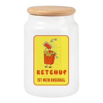 Ketchup ist mein Duschgel - Keksdose mit Holzdeckel - Weiß - Vorne