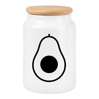 Avocado Hälfte Kern Icon - Keksdose mit Holzdeckel - Weiß - Vorne