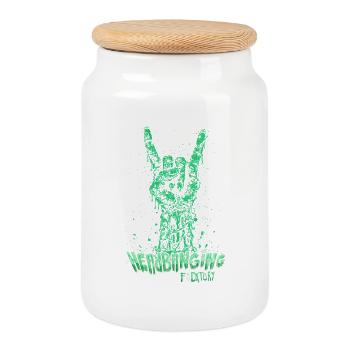 Hand Rock Neon Factory Live - Cookie Jar with Wooden Lid - white - Front