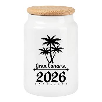 Grande Canarie 2026 - Boîte à biscuits avec couvercle en bois - blanc - Devant
