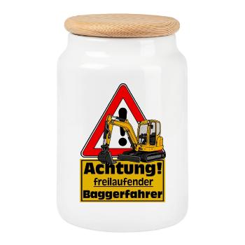 Attention Conducteur d’excavatrice, autocollant de chemise amusante - Boîte à biscuits avec couvercle en bois - blanc - Devant