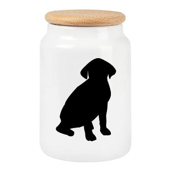 Hund Silhouette - Keksdose mit Holzdeckel - Weiß - Vorne