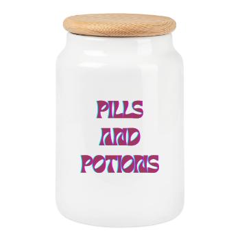 Pills and Potions Motiv  - Keksdose mit Holzdeckel - Weiß - Vorne