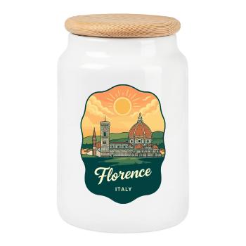 Florence Duomo Retro Sonnenuntergangs-Reiseabzeichen - Keksdose mit Holzdeckel - Weiß - Vorne
