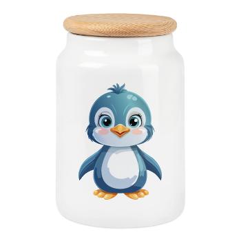 Moment de pingouin sucré - Boîte à biscuits avec couvercle en bois - blanc - Devant