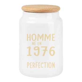50th Anniversary - Born in May 1976 - Cookie Jar with Wooden Lid - white - Front