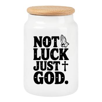 Pas la chance, juste Dieu - Boîte à biscuits avec couvercle en bois - blanc - Devant