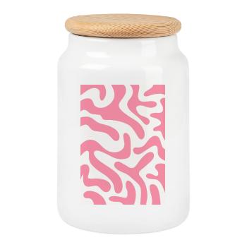 Funky tiger - rosa - Keksdose mit Holzdeckel - Weiß - Vorne