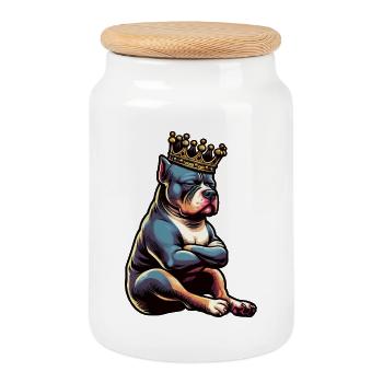 American Bully Bully Bully Bullys Propriétaire de Bully - Boîte à biscuits avec couvercle en bois - blanc - Devant