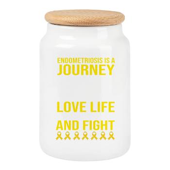 Endometriosis - Cookie Jar with Wooden Lid - white - Front