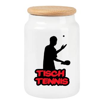 Tischtennis Retro Schriftzug - Keksdose mit Holzdeckel - Weiß - Vorne
