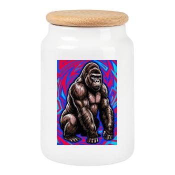 Gorilla - Keksdose mit Holzdeckel - Weiß - Vorne