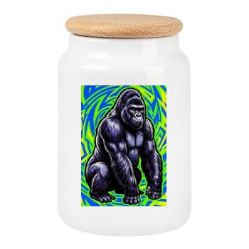 Gorilla - Keksdose mit Holzdeckel - Weiß - Vorne