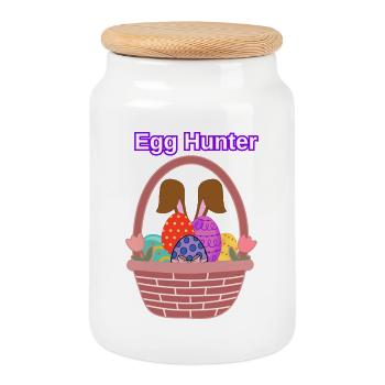 Egg Hunter Shirt – Easter Egg Hunt Tee - Cookie Jar with Wooden Lid - white - Front