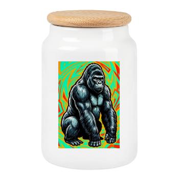 Gorilla - Keksdose mit Holzdeckel - Weiß - Vorne