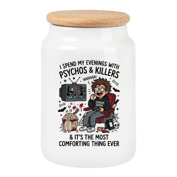 Humour de films psychopathes et tueurs - Boîte à biscuits avec couvercle en bois - blanc - Devant