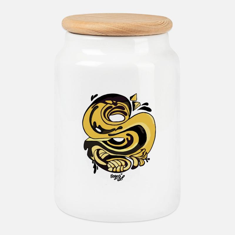 Goldene Spiralschlange - Keksdose mit Holzdeckel - Weiß