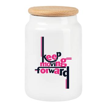Keep Moving Forward Pink Statement Shirt - Cookie Jar with Wooden Lid - white - Front
