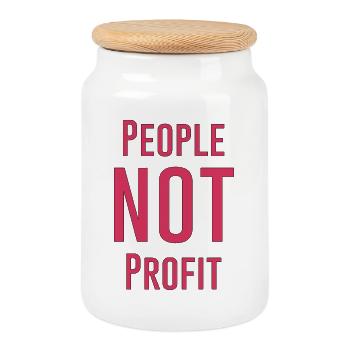 People not profit - Boîte à biscuits avec couvercle en bois - blanc - Devant
